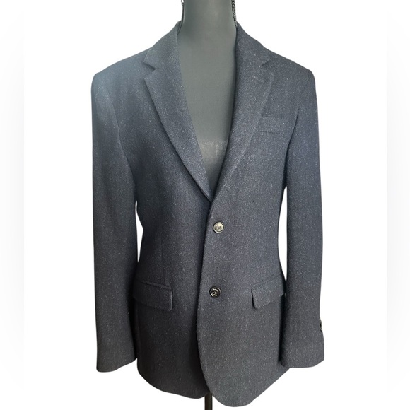 Massimo Dutti Women’s Extra Fine Wool Two Button Navy Blazer Size 46/ US 10 - Picture 1 of 10